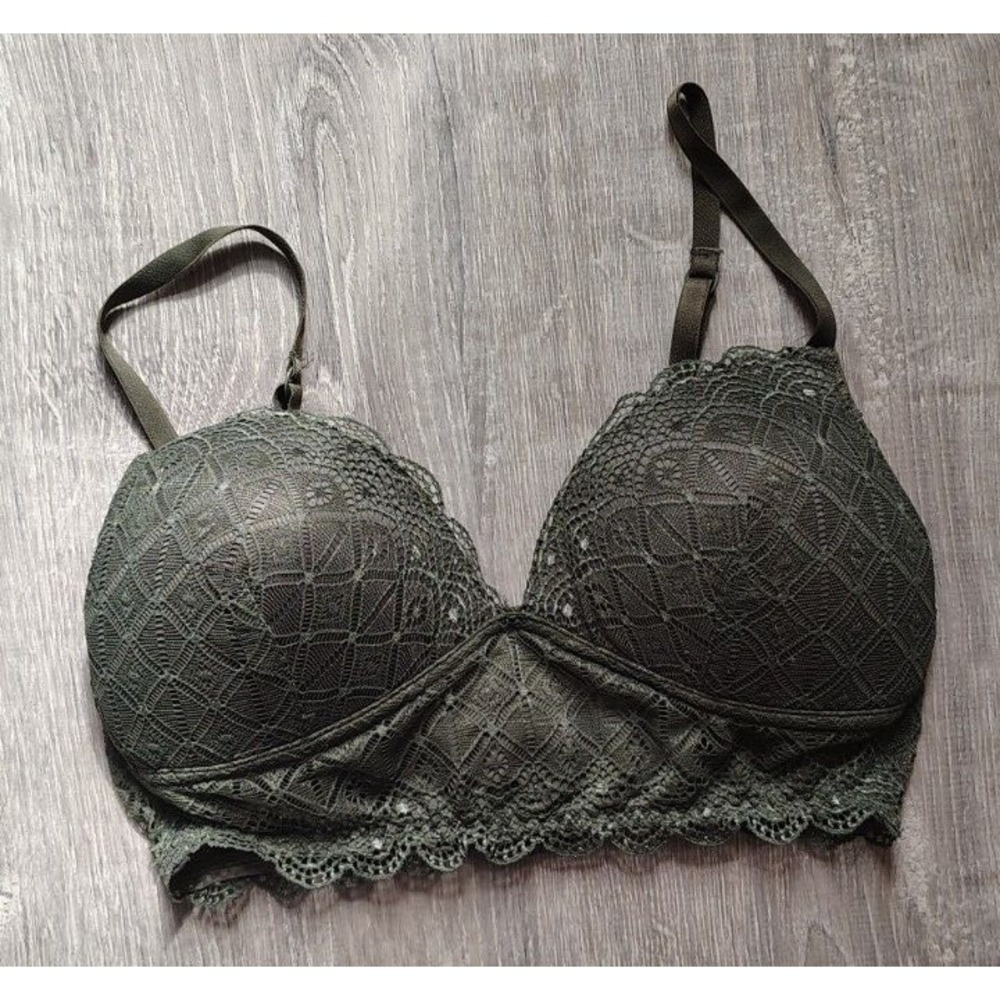 Candies Green Lace Bra 34B Wireless Padded‎ Adjustable Strap